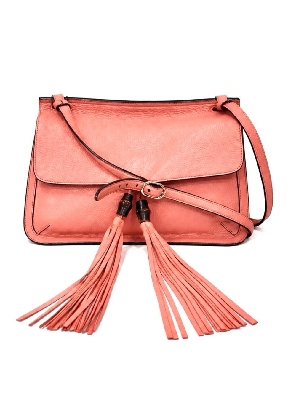 GUCCI Bamboo Carmine Rose Leather Medium Daily Crossbody Bag